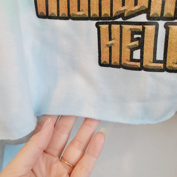 NWT AC/DC Tie Dye Graphic Cropped Hoodie Sweater - Picture 11 of 16